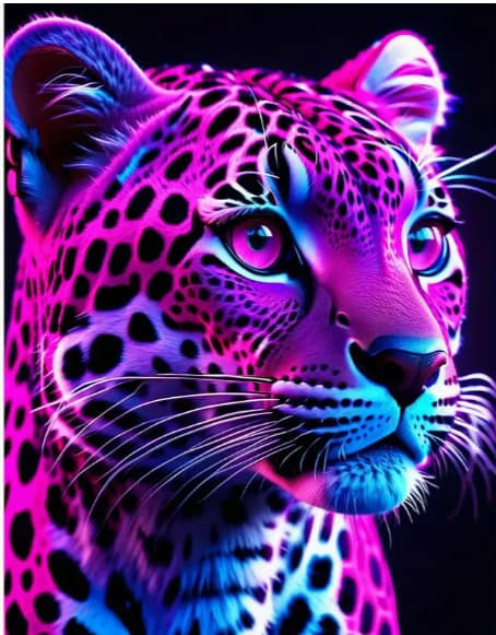 Tête léopard colorée