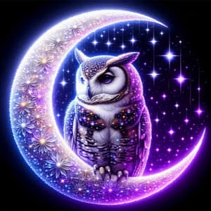 Hibou lune mauve