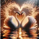Couple cygnes nuit or
